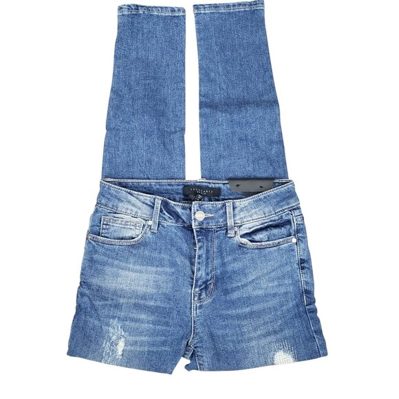 NEW Sanctuary High Rise Distressed Ankle Robbie Rip Repair Jeans - Picture 3 of 8